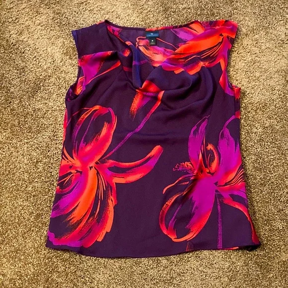 Worthington dressy tank top. Vivid colors. Size medium. Cowl neck. Very dressy - Picture 1 of 4